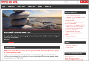 Printscreen på powerforlife.se med bloggen om att meditation gör livet behagligare att leva
